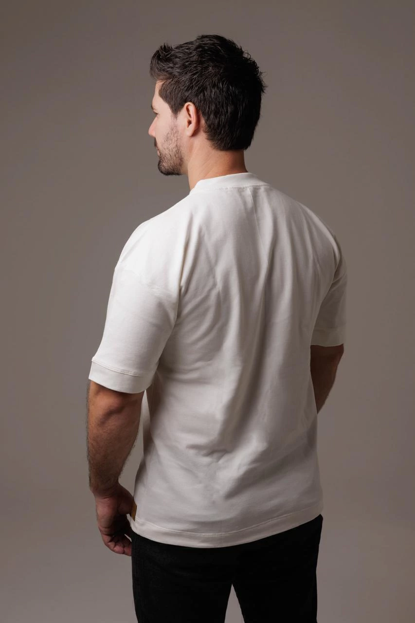 Kit 3 Oversized Casual - Off White, Azul e Camelo — outro ângulo