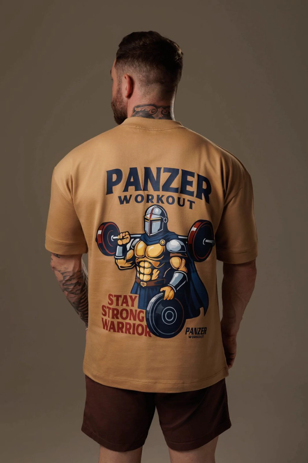 Camiseta Oversized Stay Strong Warrior — Camelo